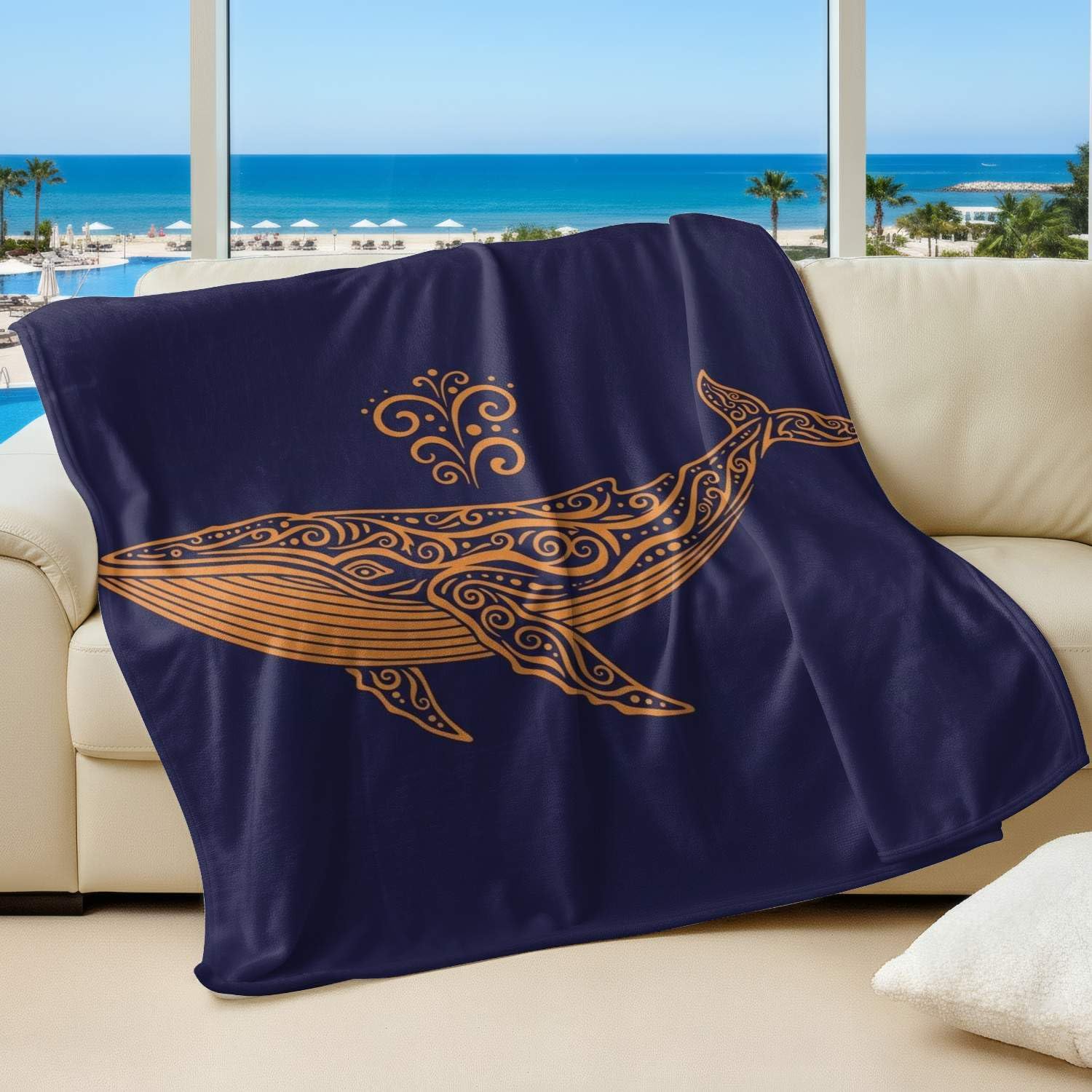 Couverture douce baleine pour un salon bohème et cocooning
