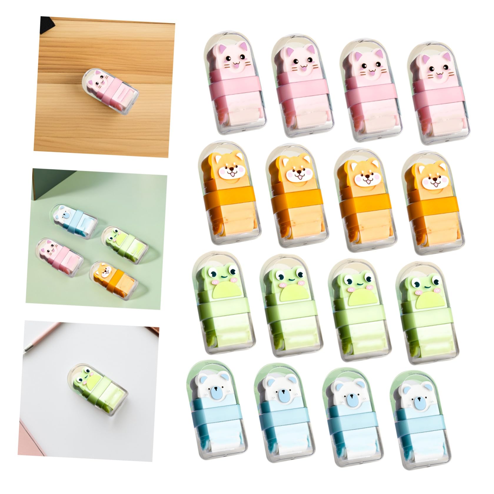 Holibanna 24 Pezzi Gomme da Cancellare a Rullo con Design Animale Cartoon Carino, Ergonomiche in Pvc per Studenti e Uso Scolastico, Perfette per Cancellare Segni di Matita