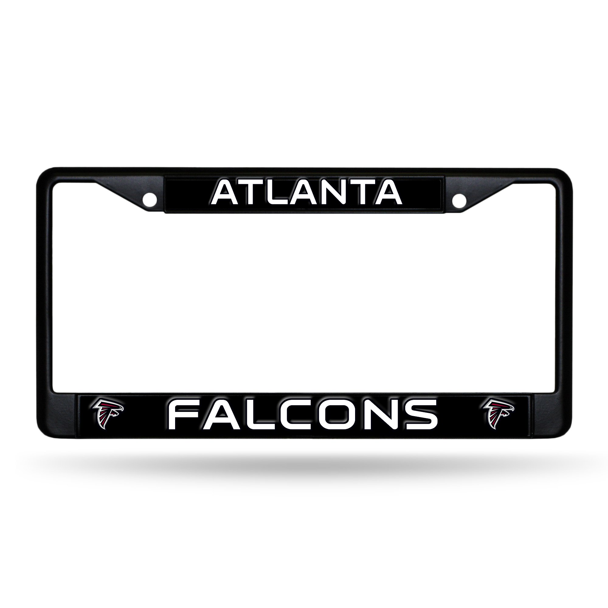 Rico Industries NFL Football Primary Black Chrome Frame with Plastic Inserts 12" x 6" Car/Truck Auto Accessory