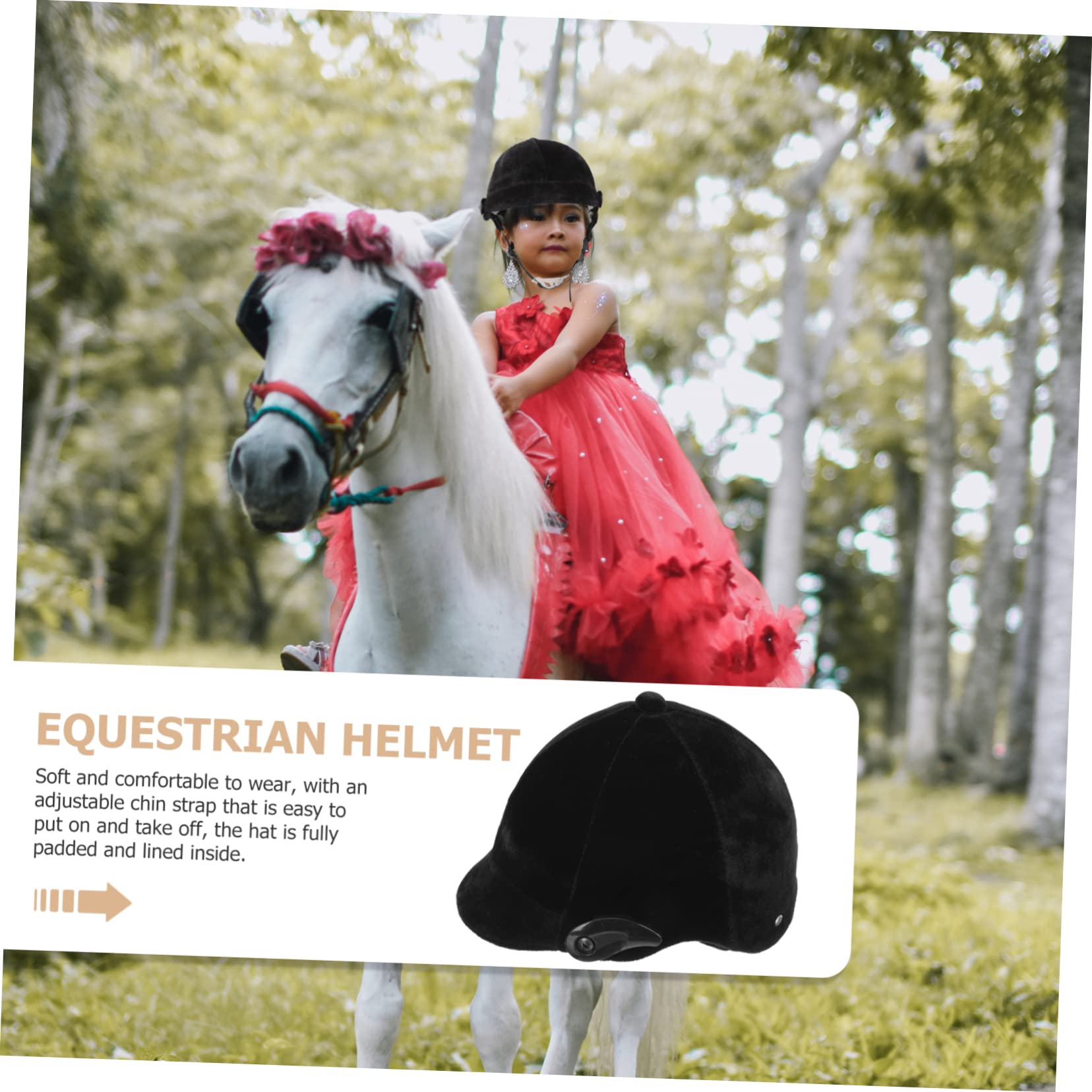 Toyvian Casco Protettivo Equestre e Ventilazione Completa Imbottitura Rimovibile Nero in Polipropilene per Bambini per Bici e Monopattino