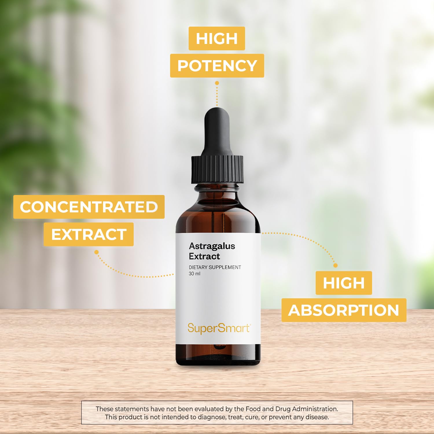 Astragalus-Extrakt 30 ml - Unterstützt das natürliche Immunsystem - Steigert die Widerstandsfähigkeit - Astragalus-Extrakt mit einem Polysaccharid Gehalt von 16% - Flüssig - Vegan - Supersmart