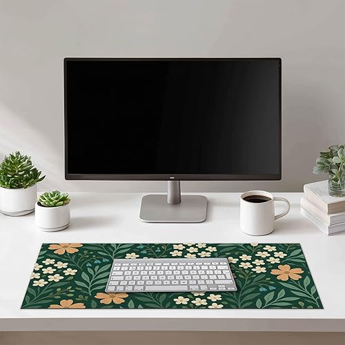 Miniatura 2 de Alfombrilla de mouse grande floral de 31.5 x 11.8 pulgadas, base antideslizante, alfombrilla de teclado XL, alfombrilla extendida para computadora,