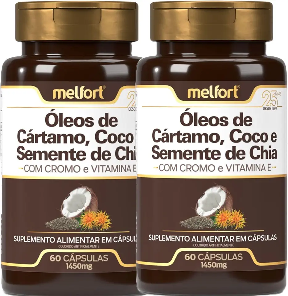 Óleo De Cártamo, Coco E Semente De Chia 1450mg 120 Cápsulas