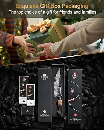 Miniatura 7 de XINZUO Cuchillo de chef profesional de Damasco de 8.6 pulgadas, cuchillo de cocina de acero de Damasco de 67 capas, núcleo de acero 10Cr15CoMoV, muy