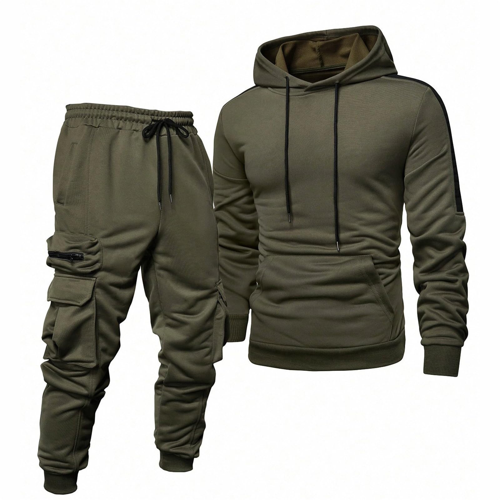 Conjunto genérico para hombre, 2 piezas, algodón, chándal, suéter, pantalones de cuello redondo, cálido, cómodo, otoño, invierno, ocio, deporte, casa, viaje, A46