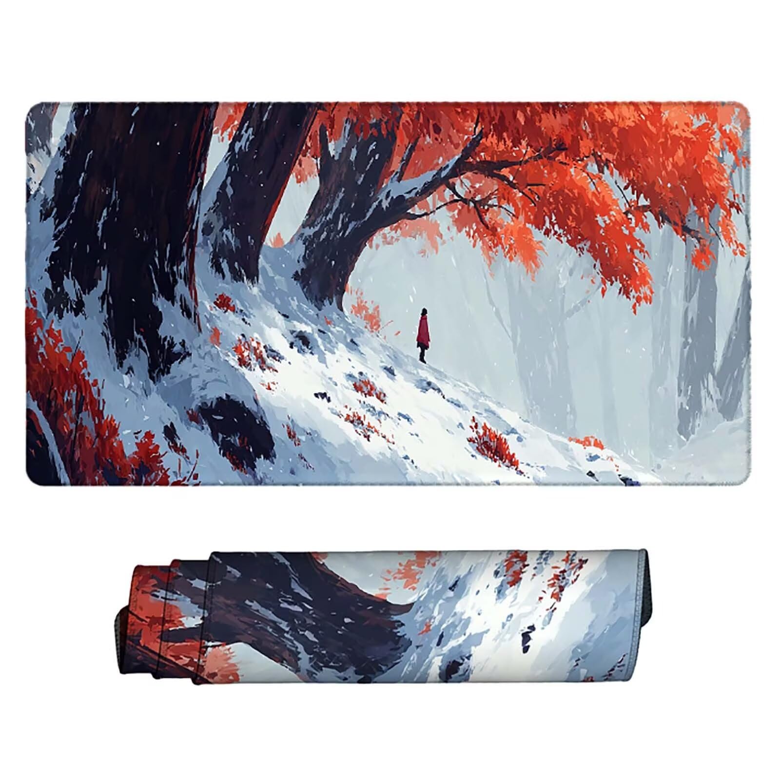 Schreibtischunterlage Rot Mauspad Gaming XXL Mousepad wasserdichte rutschfeste Schreibtisch Unterlage, Mauspad Groß Verbessert Präzision und Geschwindigkeit, Gaming Zubehör (Baum,90x40cm) 2-z6843