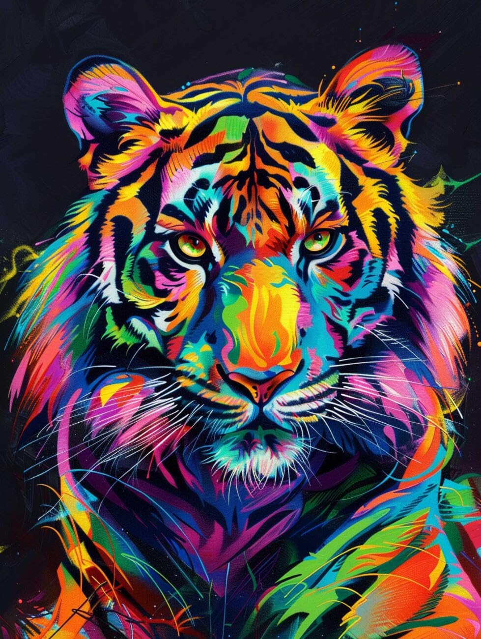 AMBATTERY Animal DIY Beaded Cross Stitch Kit Colorful Tiger Needlepoint Handcraft Kit DIY Beaded Painting 3D Tapestry Bead Cross Stitch Set 60x80cm