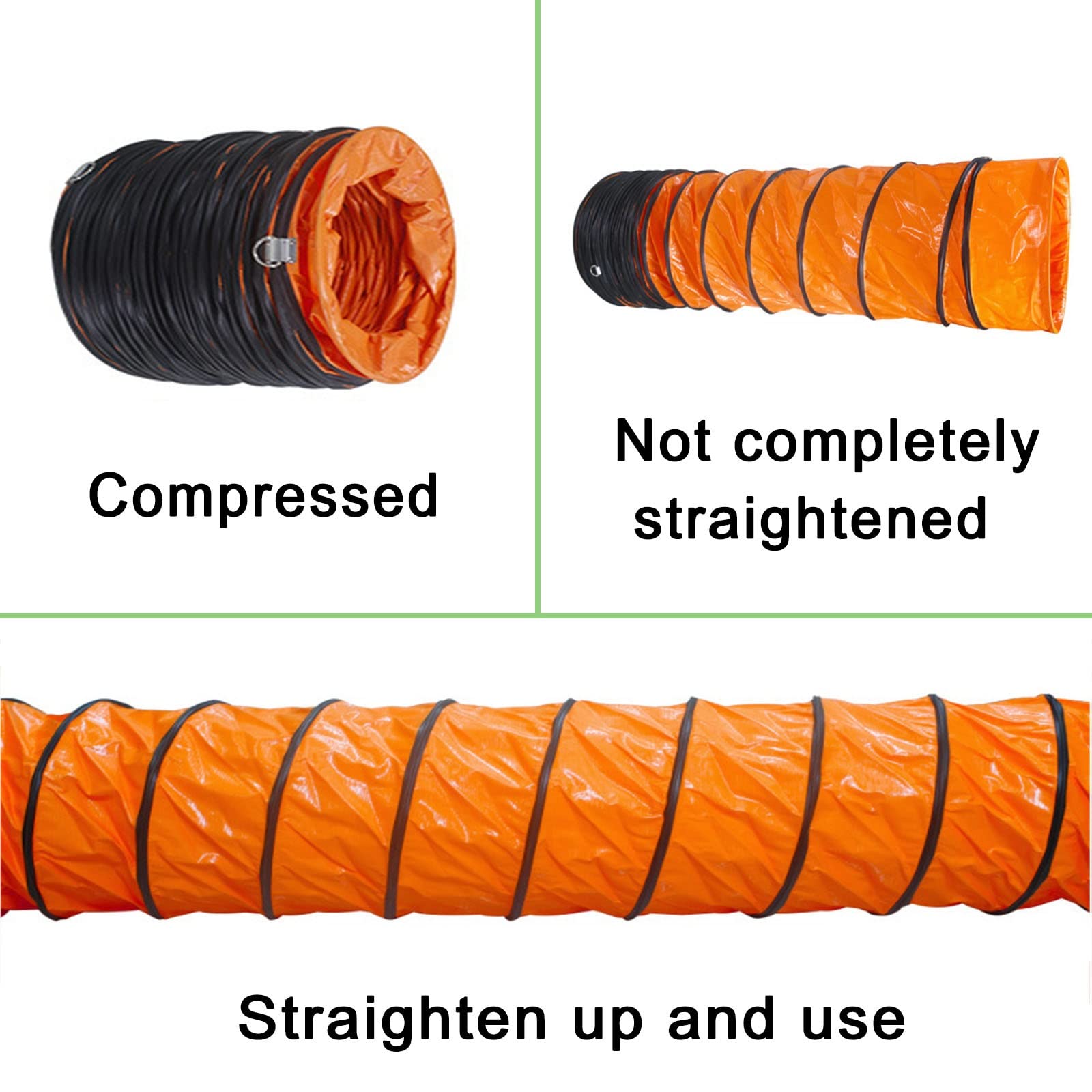 LIGUOYI PVC Flexible Duct Hosing 16.5ft 33ft PVC Flexible Ducting Hose for Exhaust Fan, 300mm 500mm Diameter 4 Layer Protection Dryer Vent Hose Retardant Waterproof