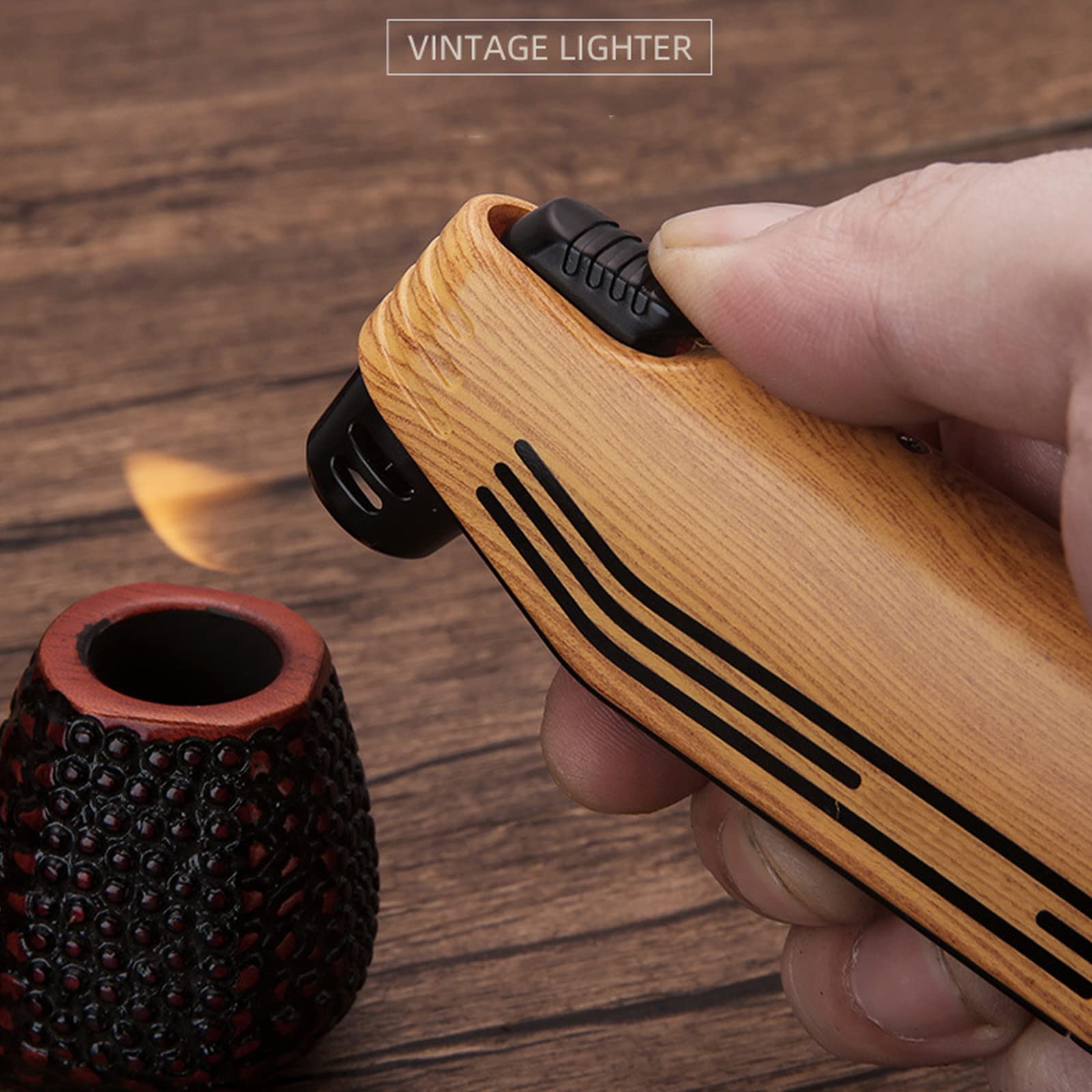 Multifonctionnel 3 en 1 Butane Briquet Torche Rechargeable Jet Flamme Briquet Vintage Coupe-Vent Gaz Cigarette Accessoires Allume-Cigare sans Gaz