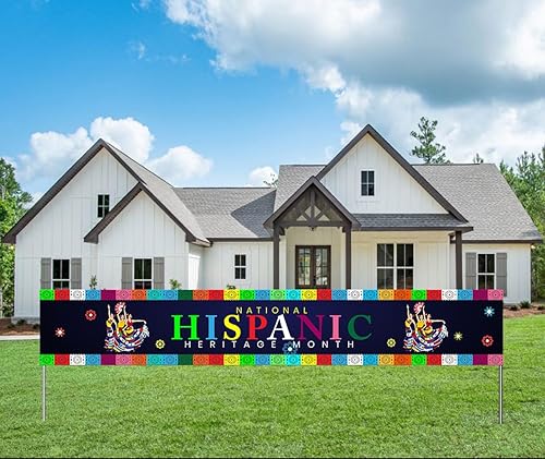 Bandera de celebra del mes hispano latino para exteriores con ojales de latón, patrón de bandera de países hispanospatrimonio, letrero grande para