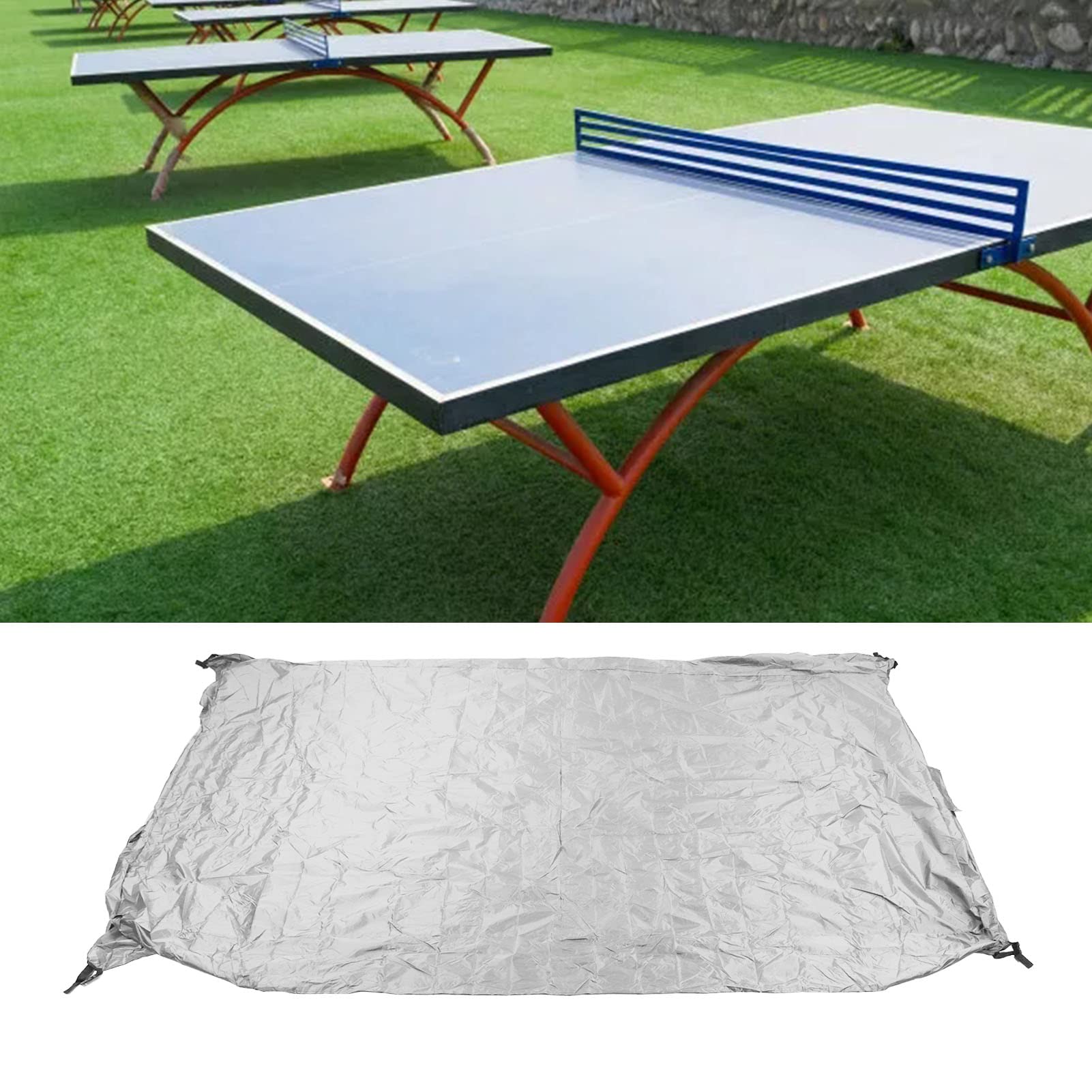 Copertura per tavolo da ping pong all'aperto impermeabile, copertura per ping pong impermeabile per esterno impermeabile antipolvere, rivestimento in argento, copertura per tennis da tavolo(grigio)