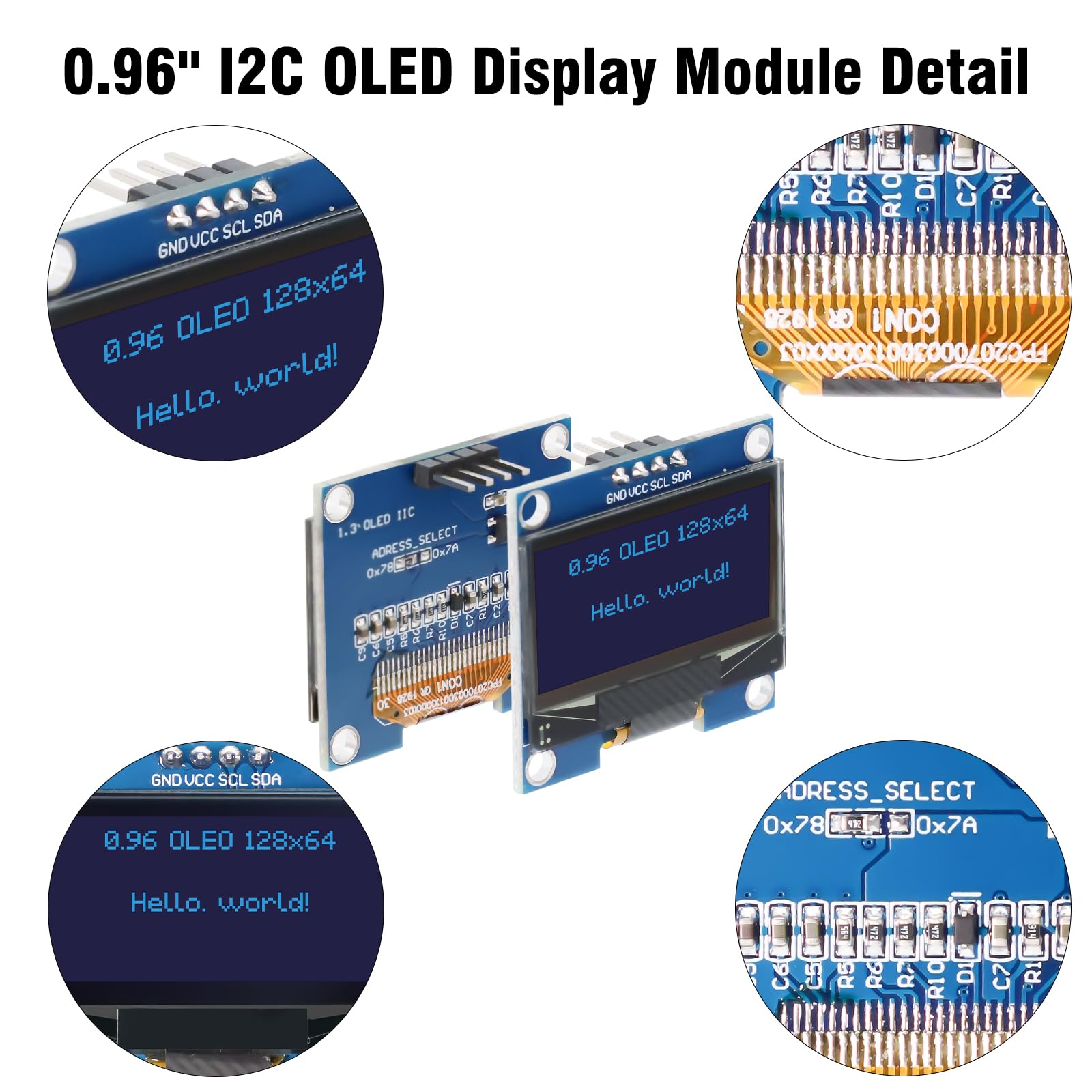 Display OLED 0.96 Pollici I2C - Modulo Con Caratteri Bianchi 128x64 Pixel, Compatibile Con Arduino (3 Pezzi)
