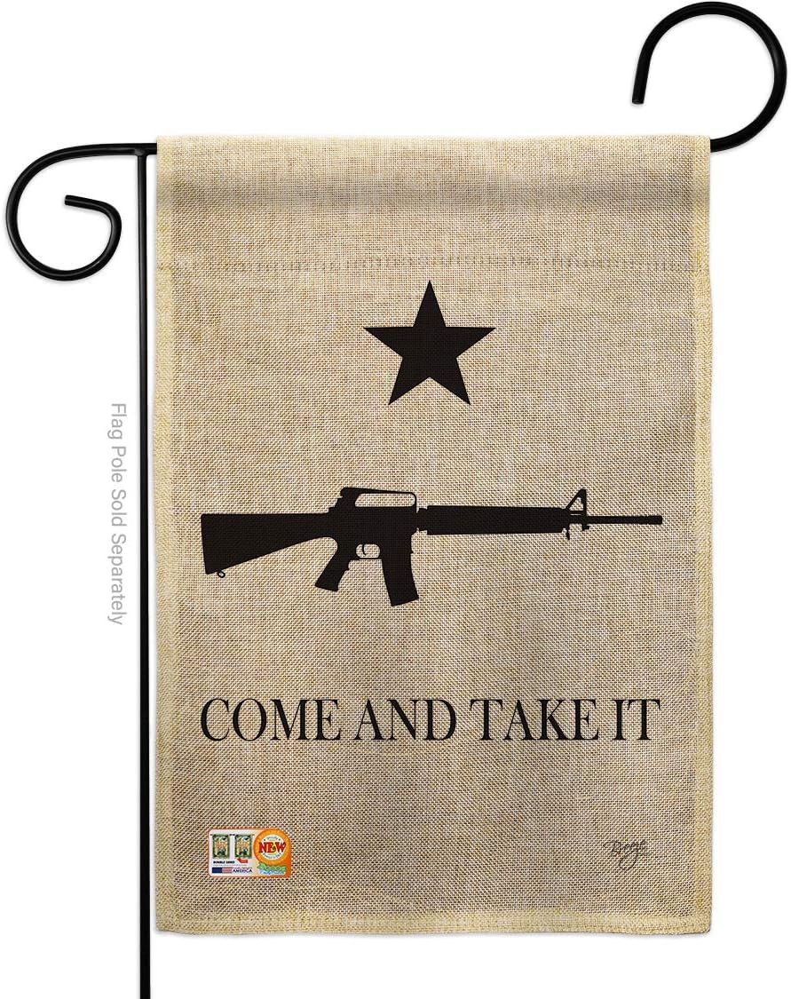 Come and Take It Burlap Garden Flag Americana US Historic July Memorial Veteran Independence United State American Small Decorative Gift Yard House Banner Double-Sided Made In USA 13 X 18.5