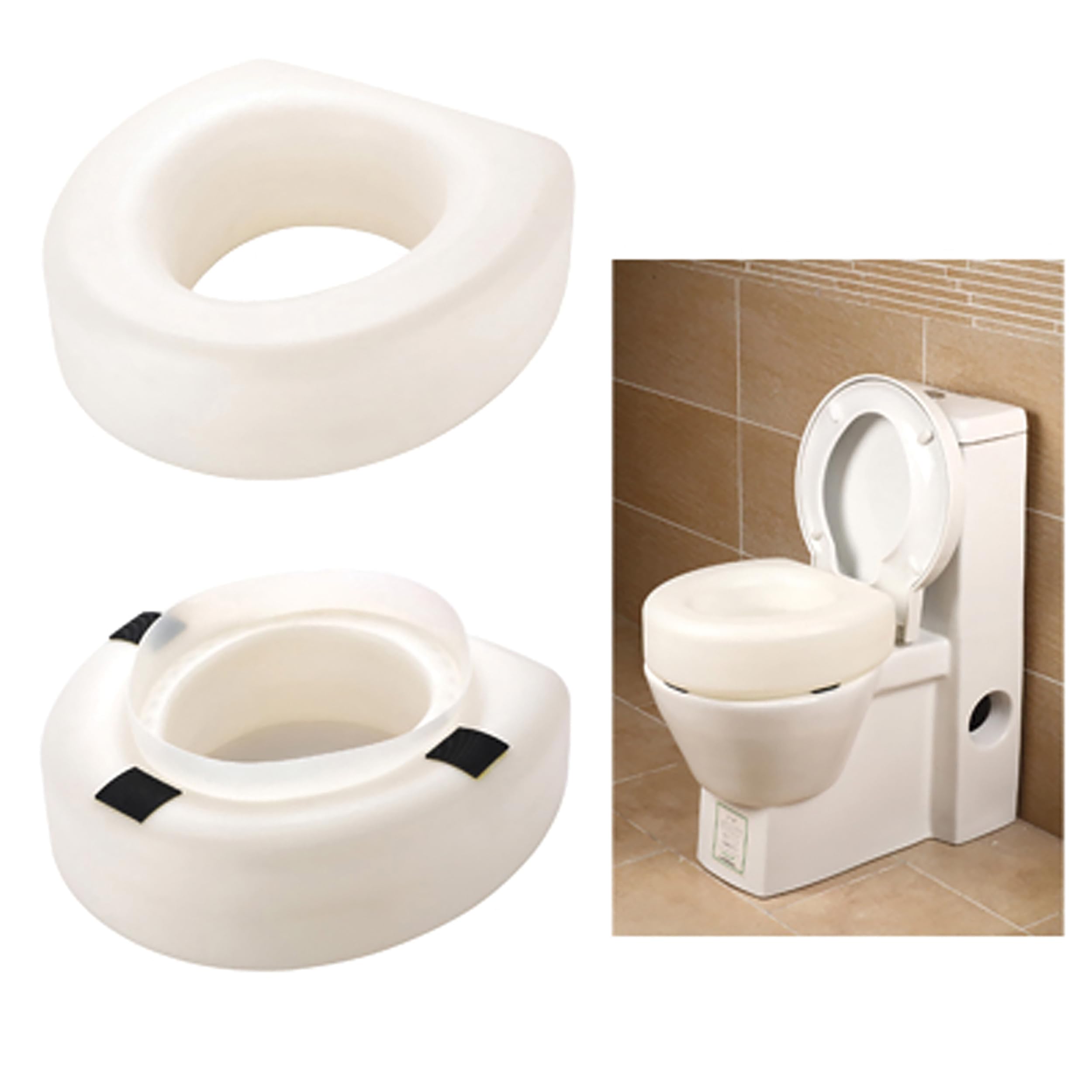 MSV WC Sitzerhöhung Toilettensitzerhöhung Toilettenaufsatz Toilettensitz 100kg belastbar, Weiß