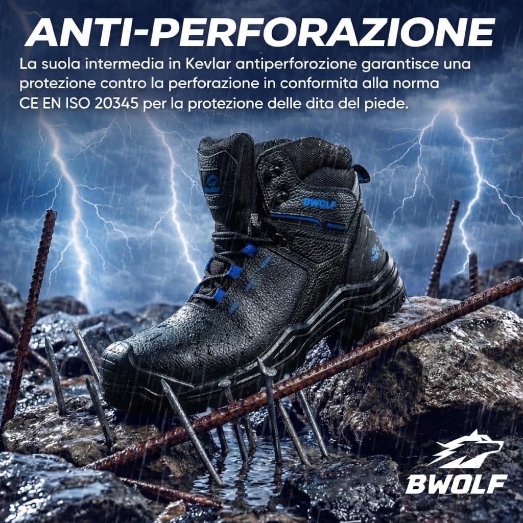 BWOLF PANZER HI S7S Scarpe antinfortunistiche impermeabili S7S | Puntale composito, protezione anti-perforazione in Kevlar, suola in poliuretano antiscivolo