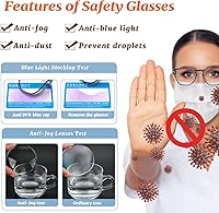 Vista 5 de Gafas de seguridad antivaho transparente con bloqueo de luz azul para protección ocular, gafas de enfermería para mujeres y hombres