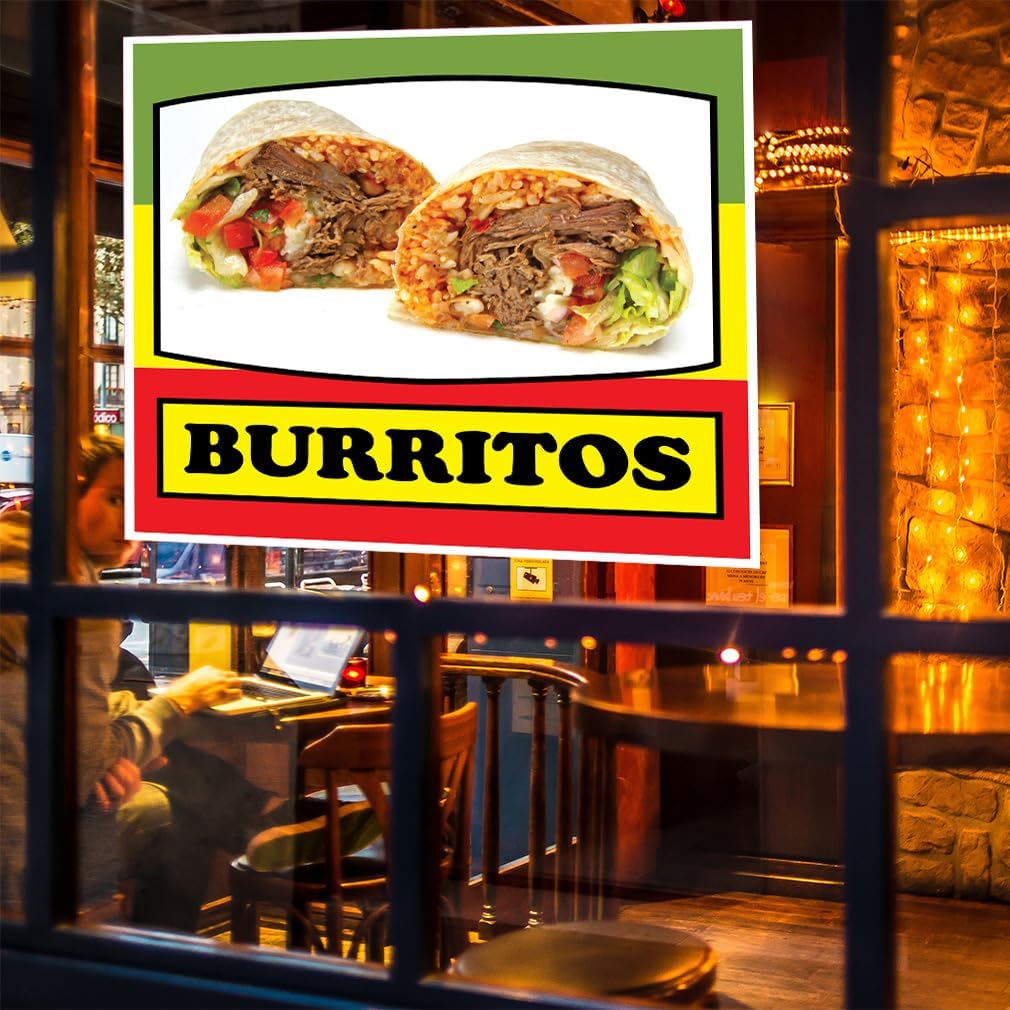 Die-Cut Sticker Multiple Sizes Burritos Style F Restaurant & Food Burritos Indoor Decal Concession Sign Yellow 24in Longest Side