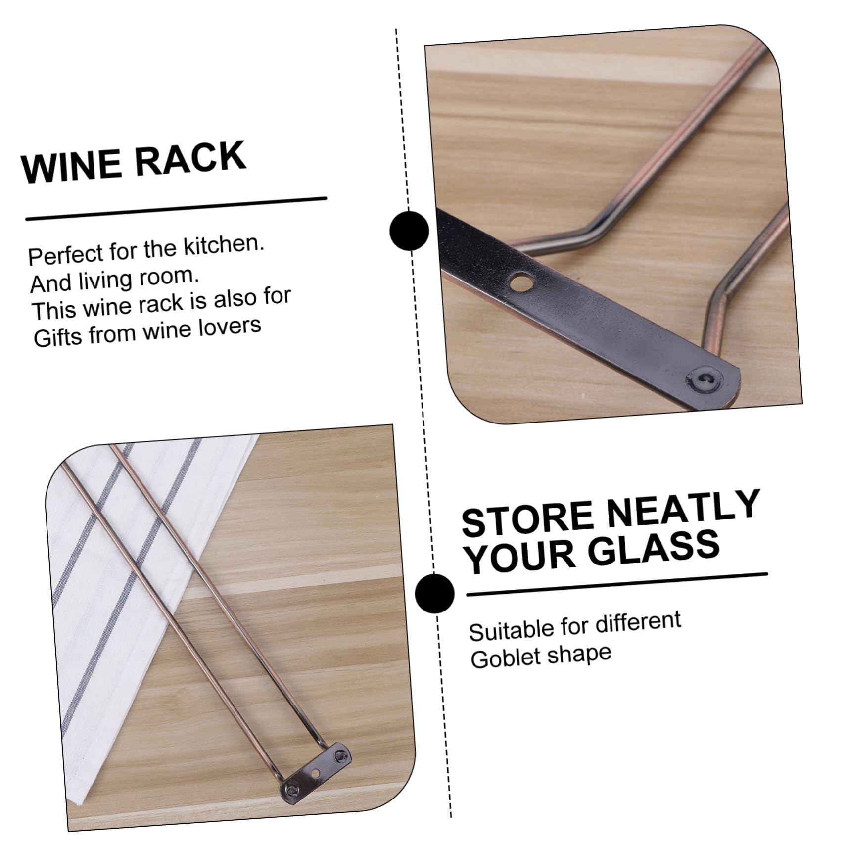 Zerodeko 2pcs Wine Glass Holder Rack Under Cabinet Stemware Storage for Kitchen Design for Wine and Cocktail Glasses Easy to Install Antique Finish