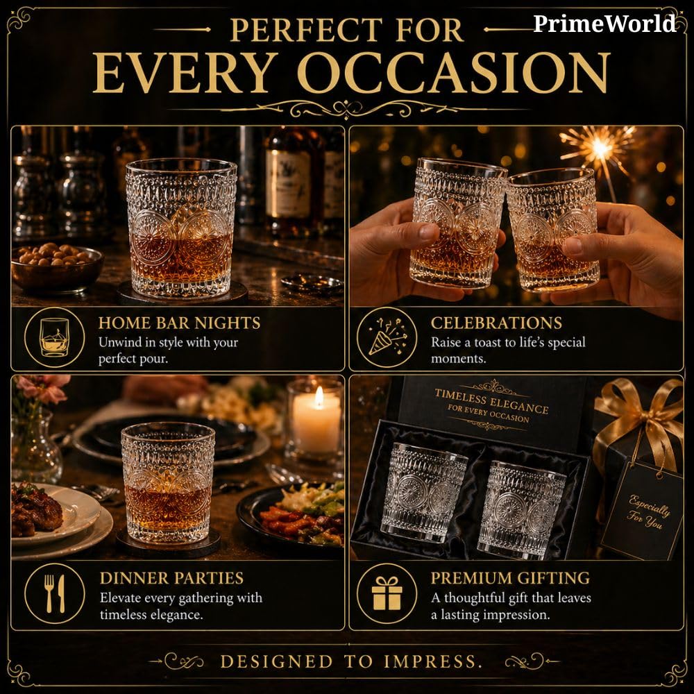 Crystal Whiskey Glasses - Set of 6 -9 Crystal Whiskey Glasses - Set of 6 -9