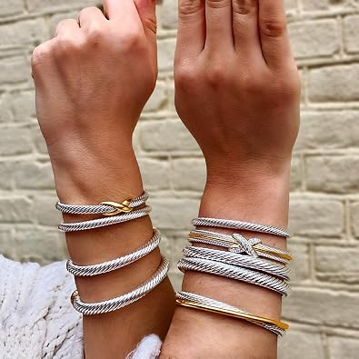 UNY Jewel Bracelet Designer Brand Inspired Women Jewelry 4.5mm Thin Twisted Cable Wire Bangle Gem Stone Christmas Day Gift