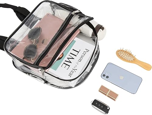 Miniatura 7 de UEASE Bolsa de almuerzo transparente con pequeña mochila transparente aprobada para estadios para el trabajo, universidad, seguridad