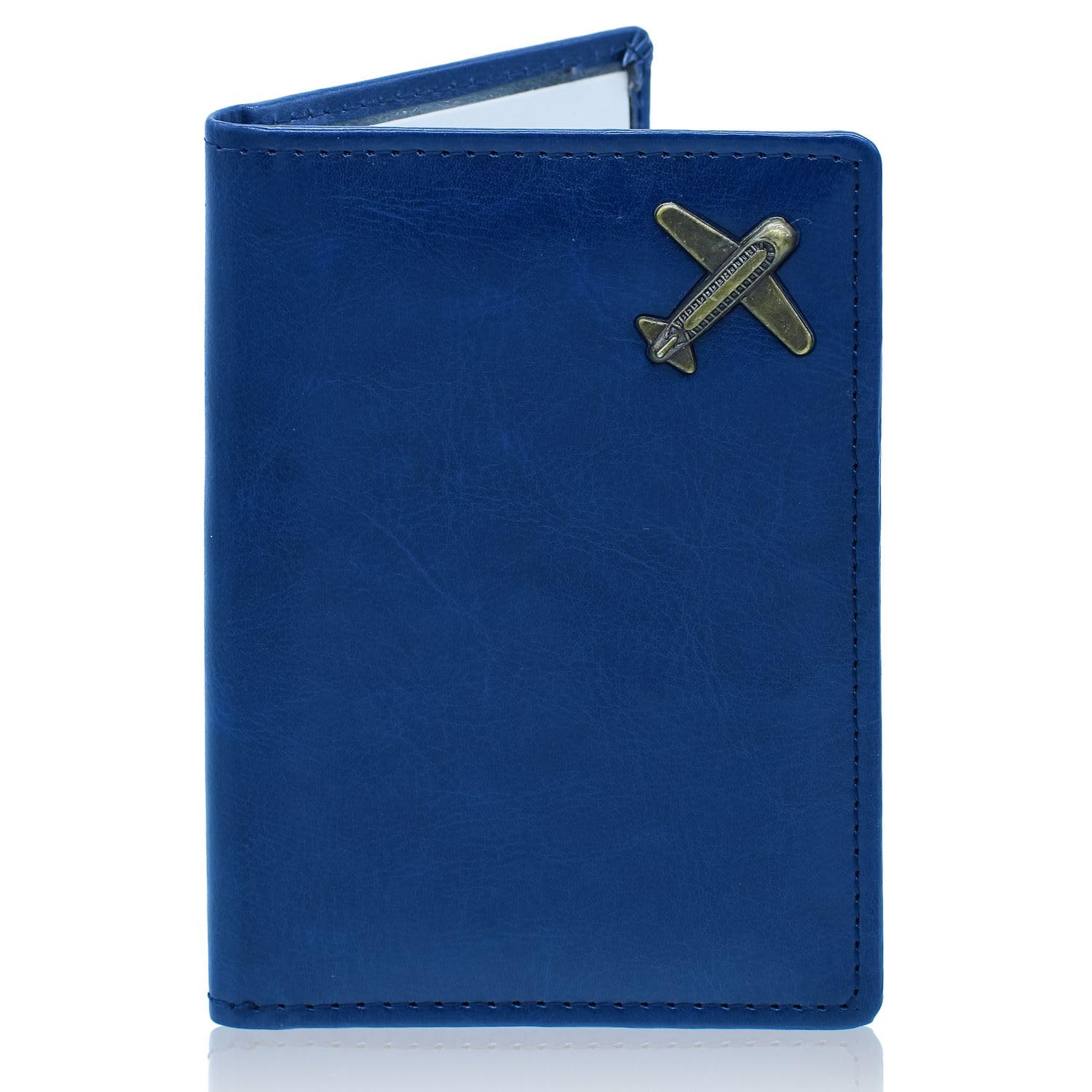 Aadyacrafts Blue Leather Passport Holder with Aircraft Charm, Travel Document Organizer, PH04APBL-image-25