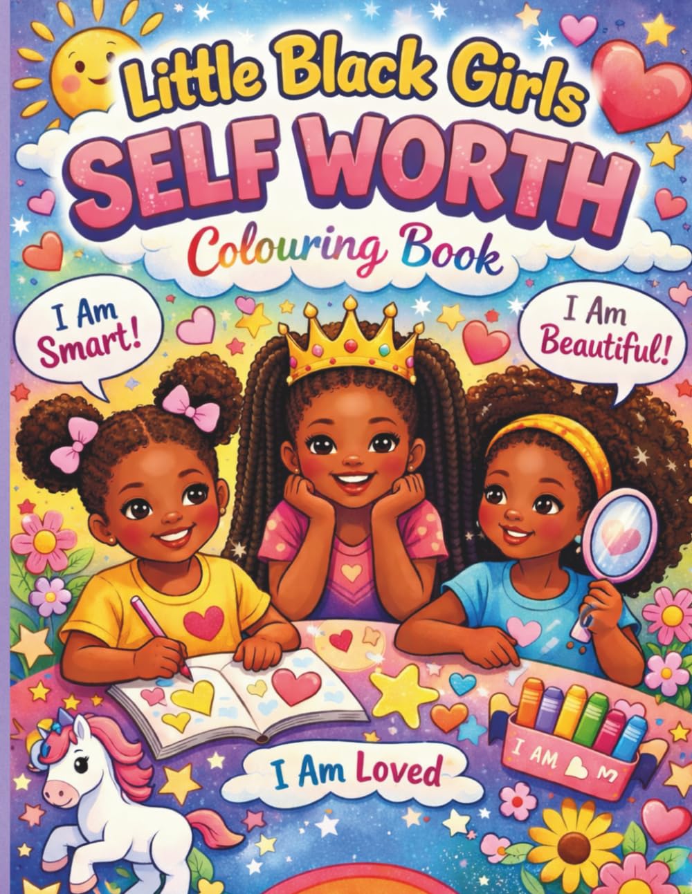Little Black Girls Self Worth Colouring Book: Empowering Affirmations and Fun Colouring Pages That Celebrate Confidence and the beauty in being yourself