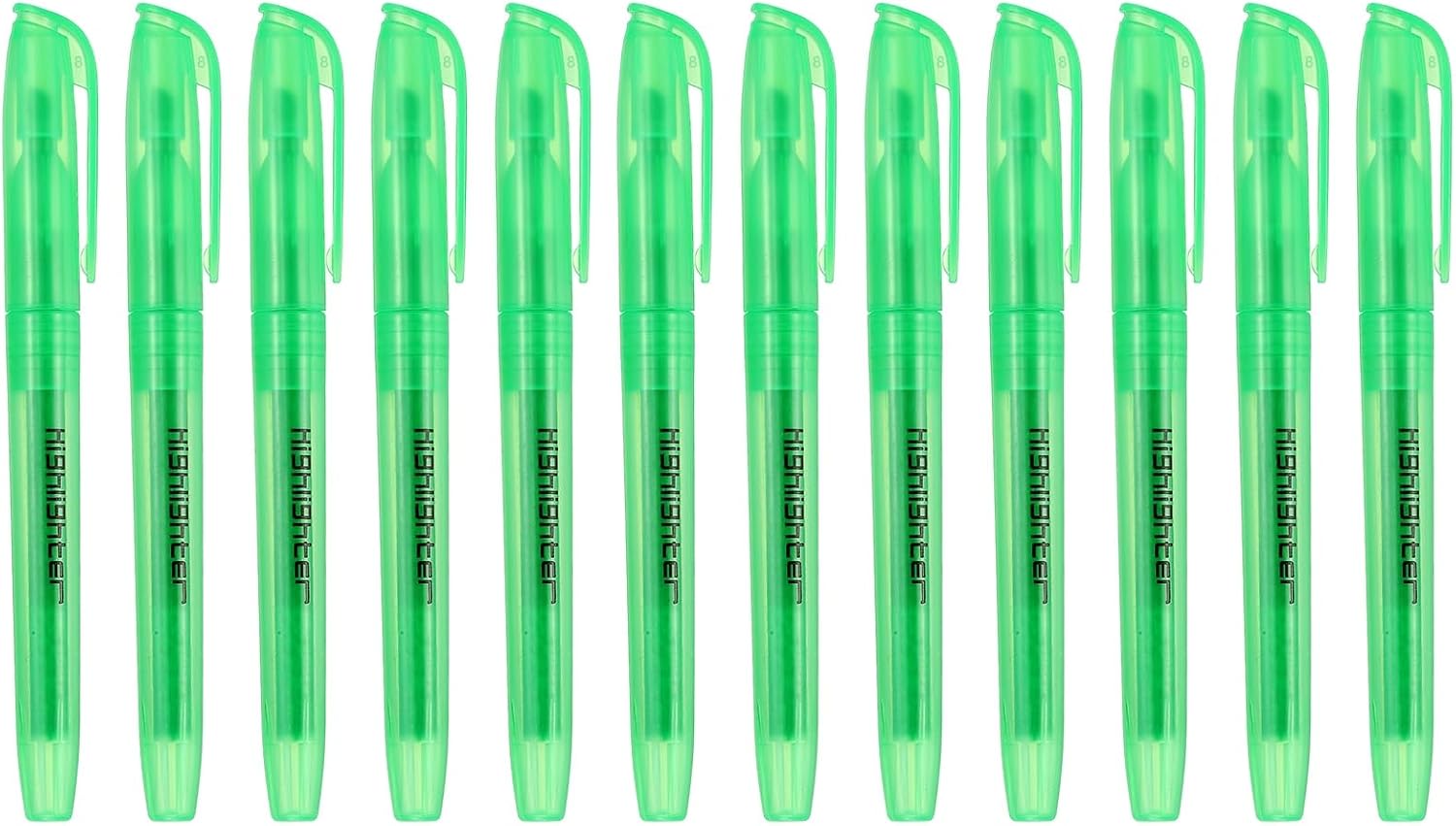 PATIKIL Green Highlighter, 12 Pack High Lighters No Bleeds Pens,Transparent
