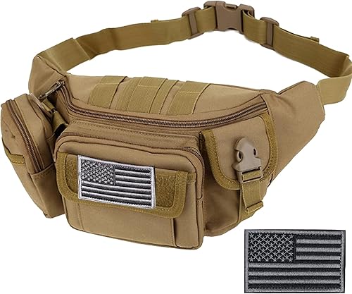 Miniatura 8 de Riñoneras tácticas, bolsa de cintura militar, bolsas de cinturón de cadera para senderismo, escalada, pesca, ciclismo, caza con parche de EE. UU, 1