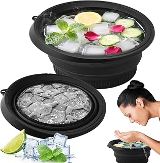 MANDHRU Face Bowl for Ice with Built-in Icetray, Portable Foldable Silicone Ice Facial Bowl, for Home Ice Bath Facial, Bla... Price In India