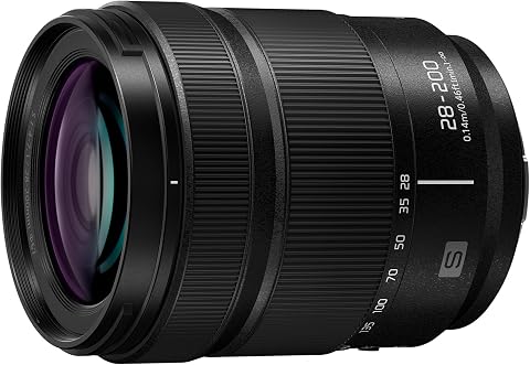 Panasonic Lumix S-R28200E 28-200 mm F4.0-7.1 makro OIS objektif, tam format kamera objektifi, geniş ila telezoom objektif, Dual is 2, toz/sıçrayan su/dona dayanıklı, 4K video için ideal, siyah