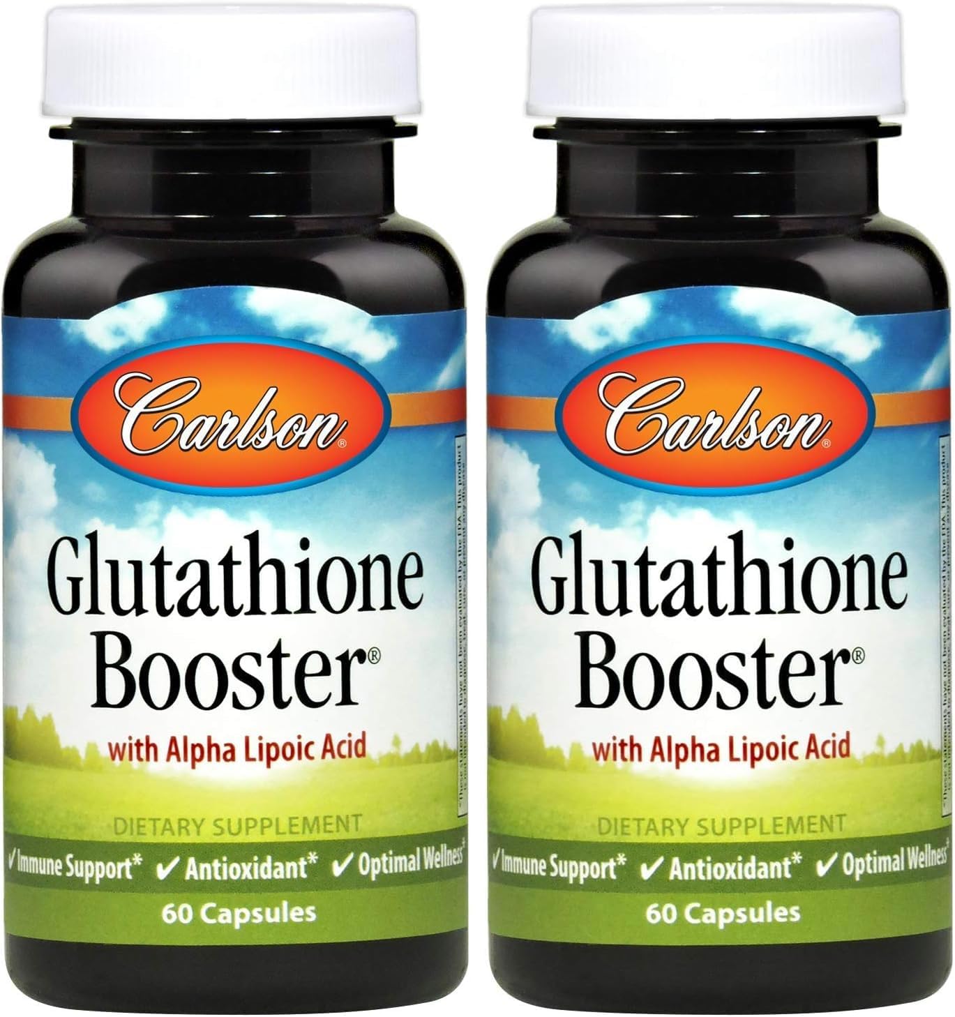 Carlson - Glutathione Booster, Alpha Lipoic Acid, Immune Support & Optimal Wellness, Antioxidant, 60 Capsules (Pack of 2)