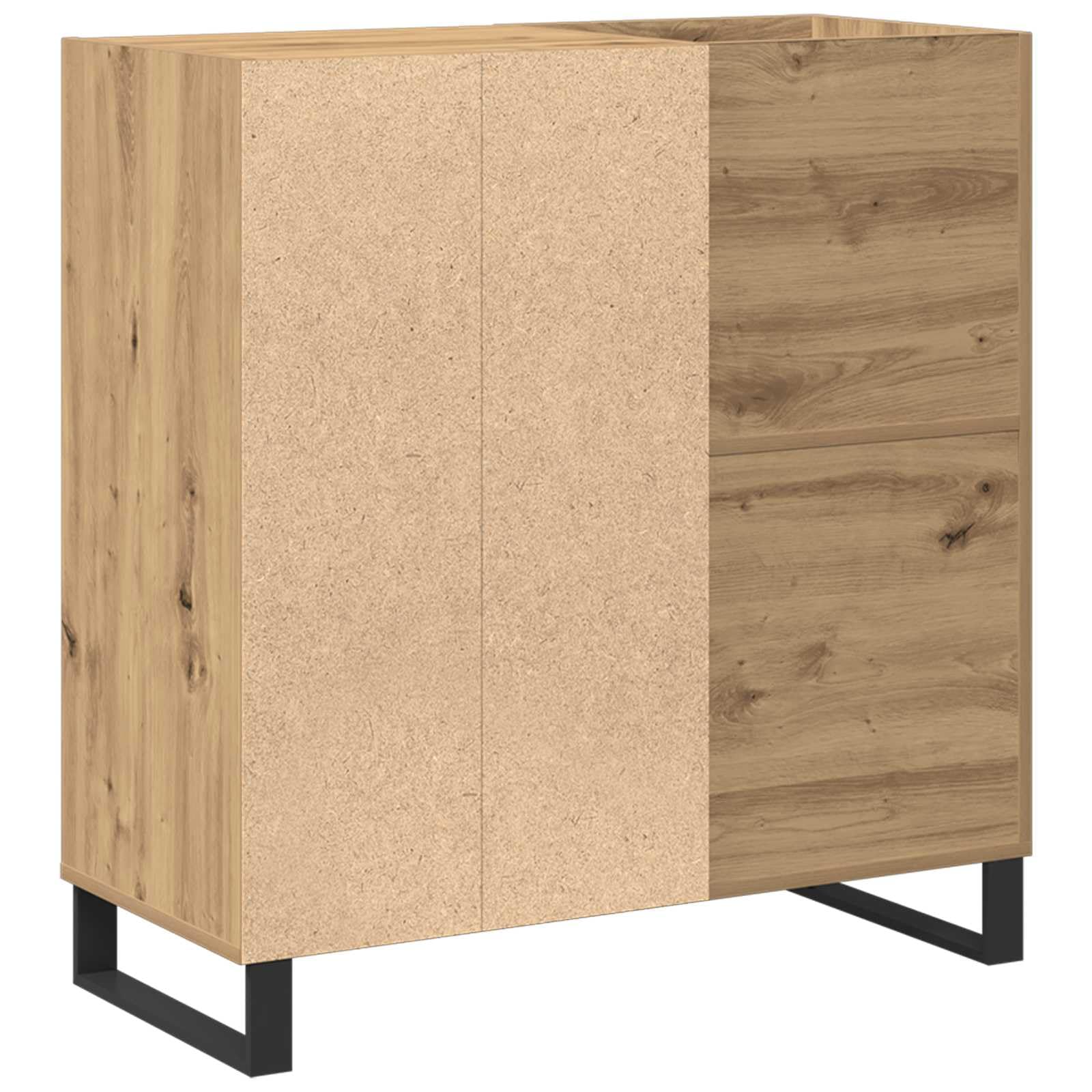 Armario para discos de vinilo con estante de madera de roble Artisan, 84,5 x 38 x 89 cm, espacio de almacenamiento, aparador para discos de vinilo, CD, DVD y accesorios de cine en casa