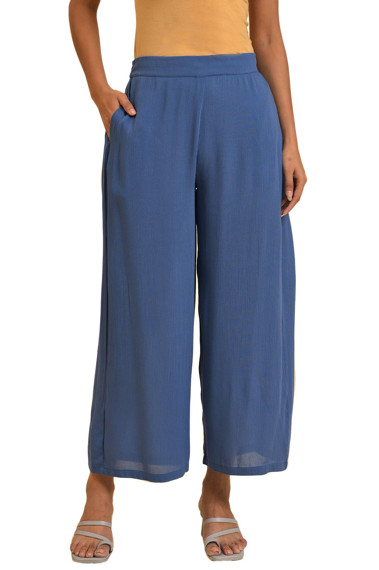 Women Relaxed Fit Mid Rise Strechable Parallel Pants | Trousers-image-32