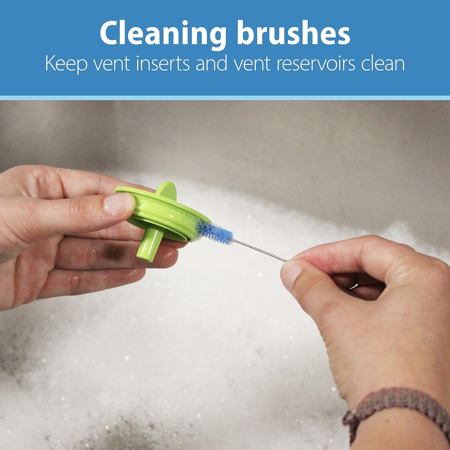 Dr. Brown's Deluxe Baby Bottle Cleaning Brush with Vent Brush, 1-Pack + Dr. Brown's Anti-Colic Options+ Vent/Reservoir Cleaning Brushes, BPA-Free, Blue, 5 Count