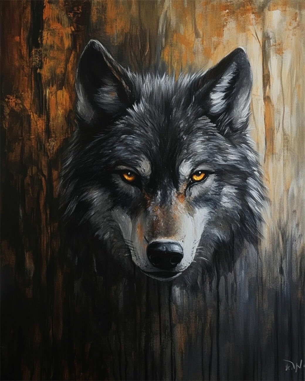 RKFLGEW DIY Seed Bead Embroidery Kits Wolf Portrait 30x40cm