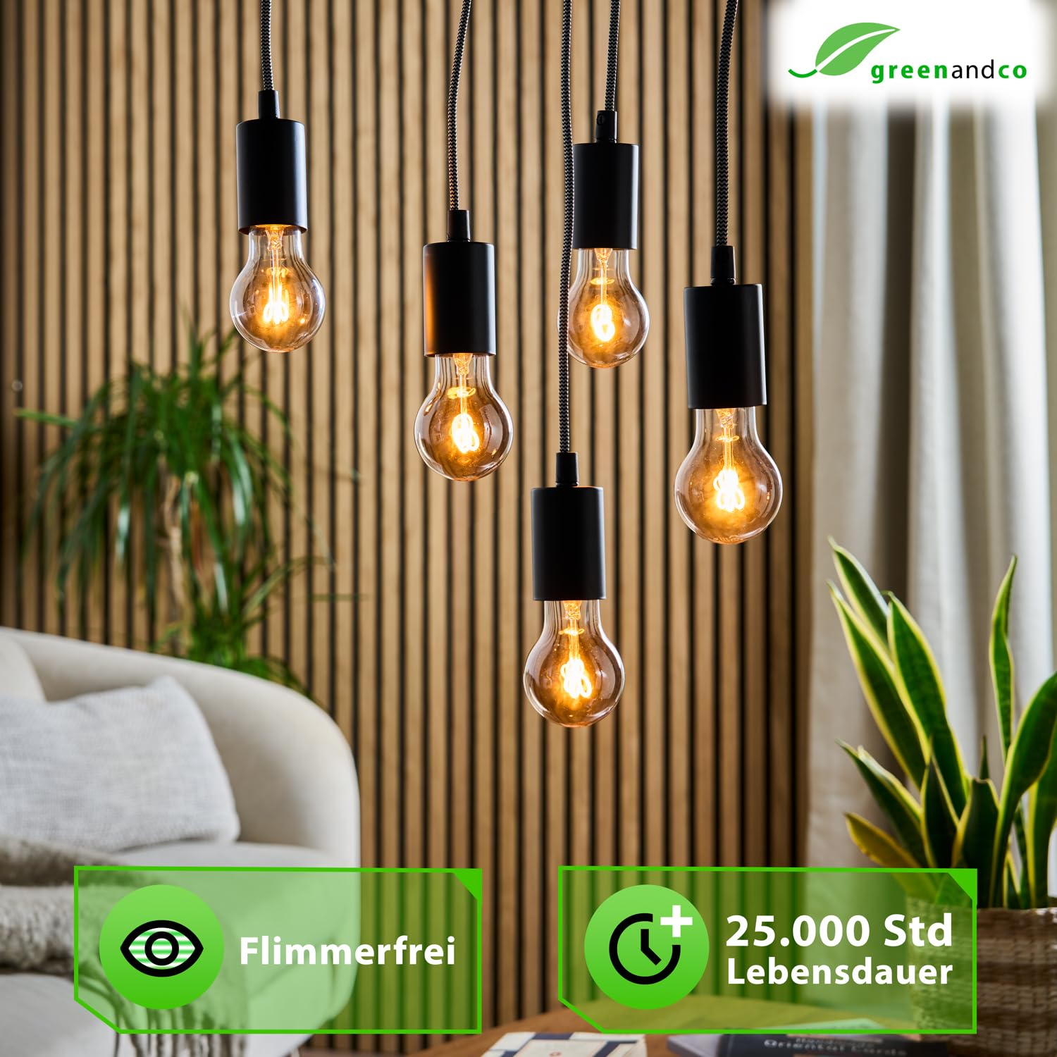 greenandco 10x Vintage Glühfaden LED Kerze | gold | E14 C35 | 2W 150lm | 2000K extra warmweiß | 360° | 230V | flimmerfrei | nicht dimmbar