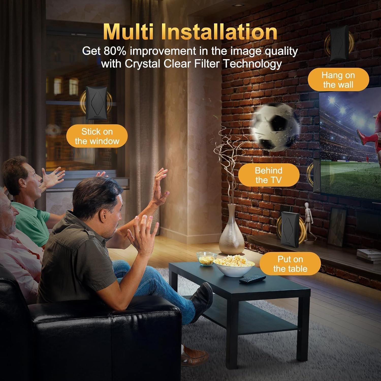 Antenna TV 2026 per TV digitale interno/esterno, 200% più ampia portata del segnale antenna HDTV a lungo raggio per canali locali, supporta 4k 8k 1080p con amplificatore di segnale