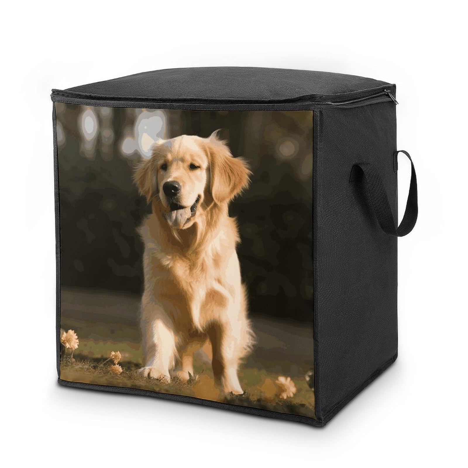 Fekiloot Style Golden Retriever Dog Storage Bags With Reinforced Handles,Moving Bag With Zipper,Closet Organizers,Compression Packing Cubes
