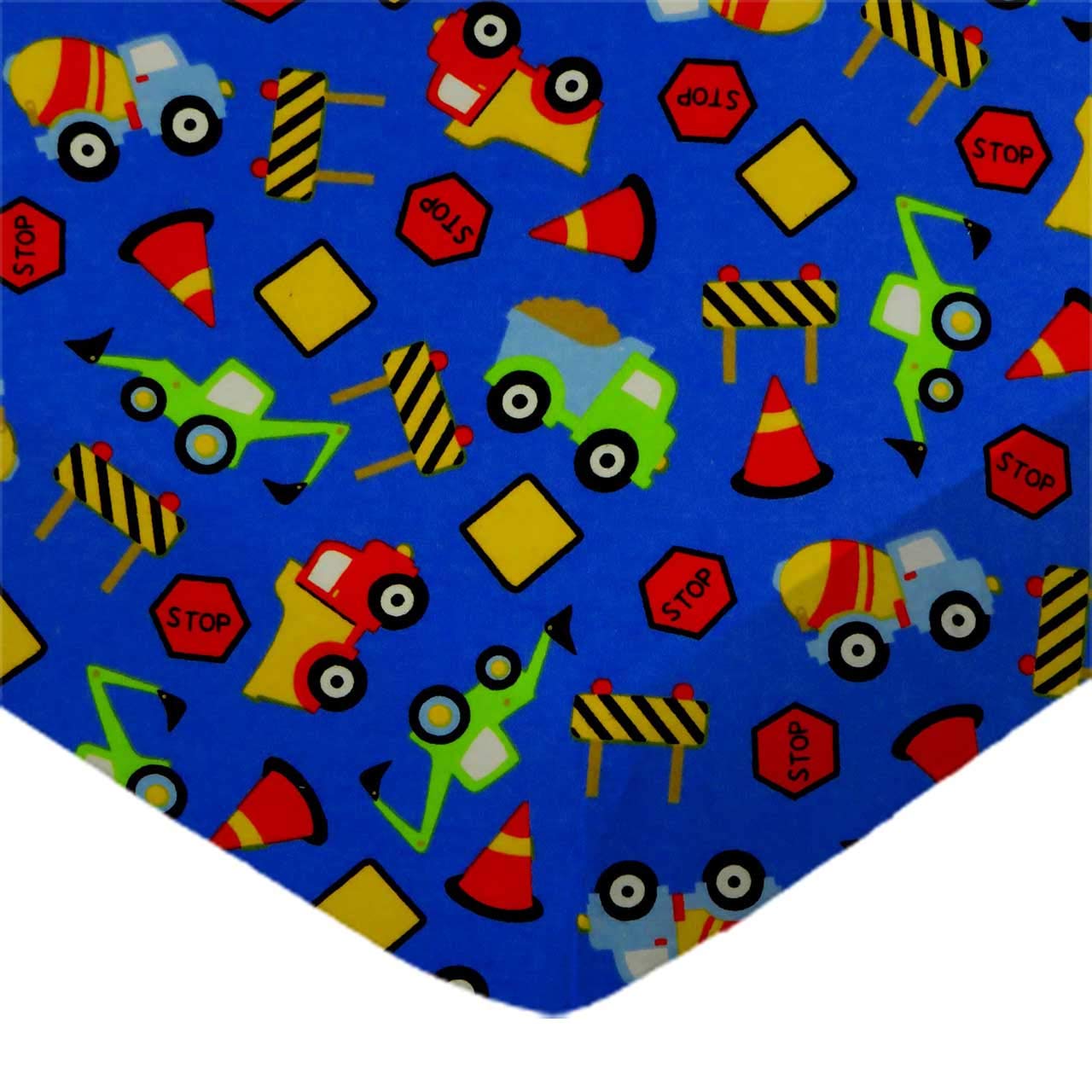 SheetWorld Fitted 100% Cotton Flannel Pack N Play Sheet Fits Graco 27 x 39, Construction Zone, Made in USA