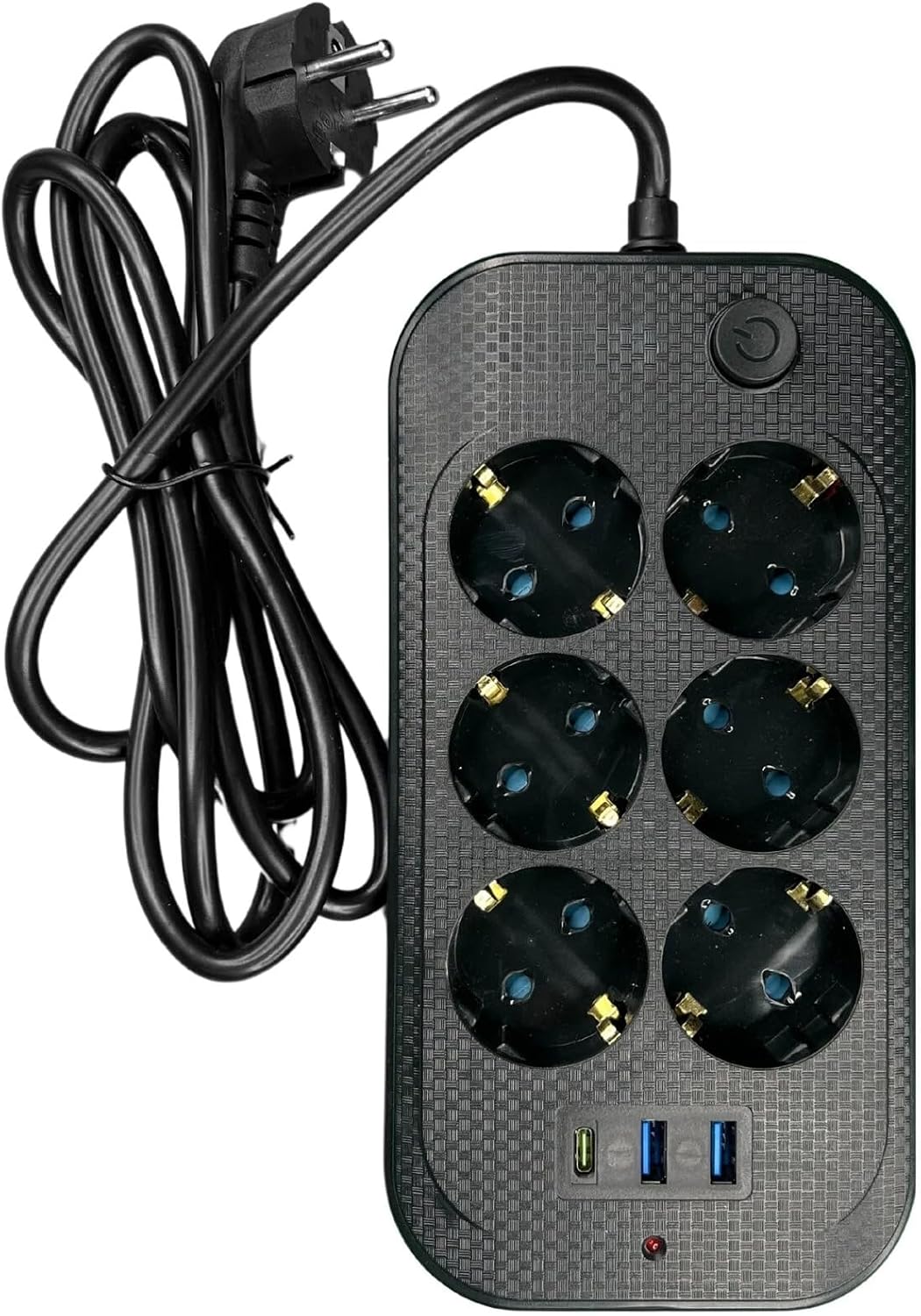 Yüksek Akım Korumalı 6’lı Grup Priz Kablolu 2M Priz 2 USB-A 1 Type-C Girişli Fiş 2 Metre Kablolu