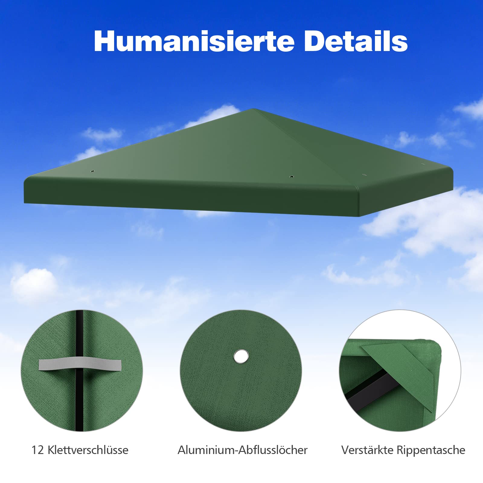 Pavillon Dach COSTWAY 3x3m Ersatzdach Für Pavillon Produktbild-Vorschau 2