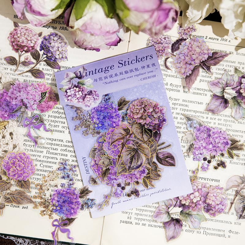 Image of 80Pcs Natural Flower Stickers for Scrapbooking,Self-Adhesive Transparent Flower Stickers Scrapbook Supplies Journaling Supplies for Adult Card Making Letters DIY Water Bottle Cards Decoration