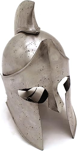 Medieval Warrior Casco espartano griego de acero 18G con forro de cuero