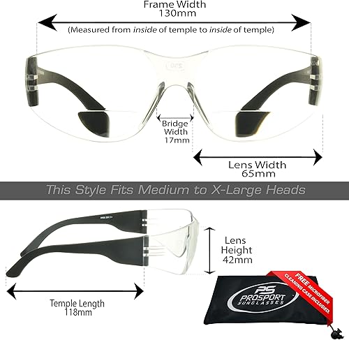 Miniatura 9 de proSPORT Lentes de sol bifocales de seguridad con lector + 1.50 unidades de lentes color humo sólido y marrón sólido, marco deportivo ligero sin