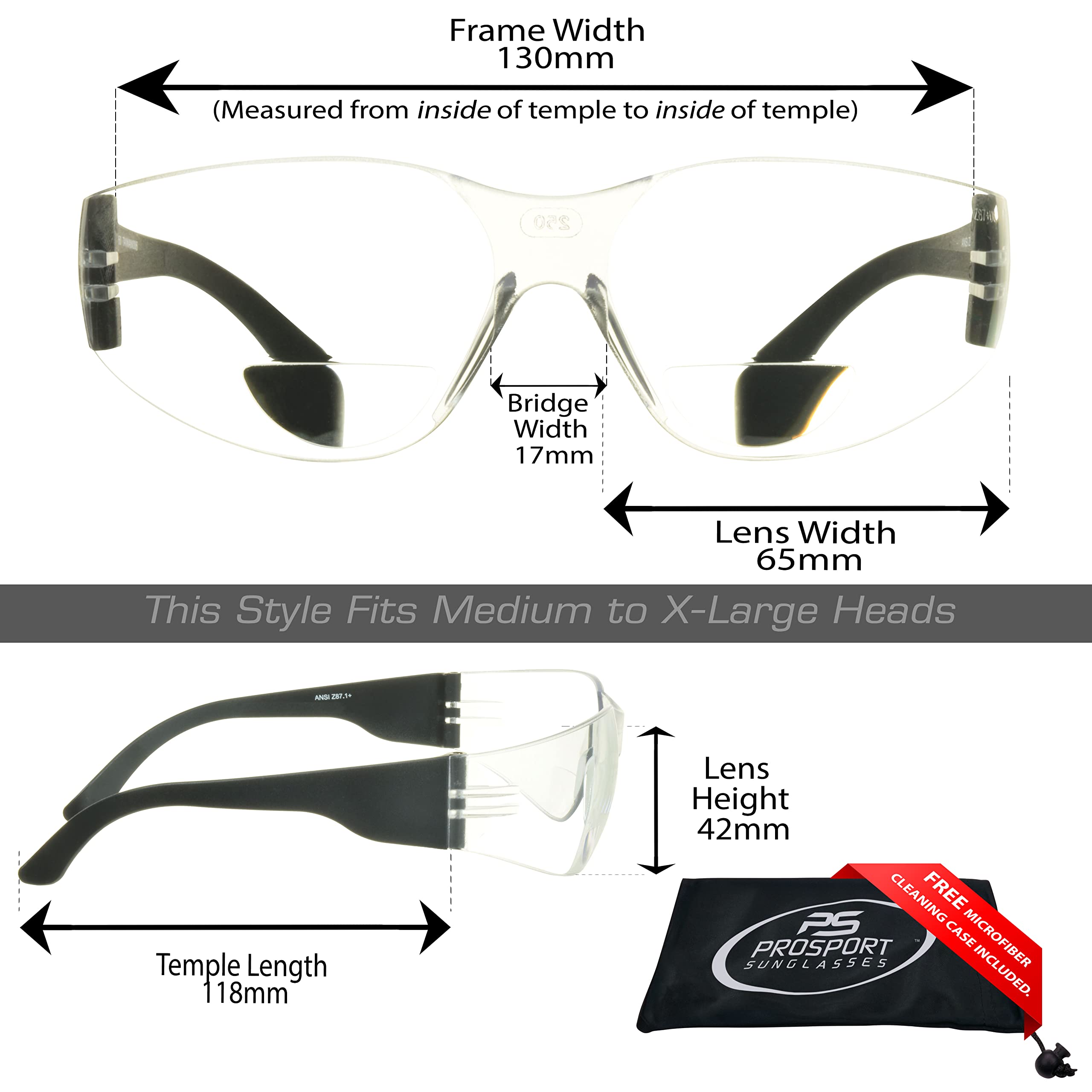 proSPORT Safety Rated Bifocal Reading Glasses +1.50 ANSI Z87 Pack of 3