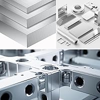 Vista 4 de Placa de hoja de aluminio de 1 pulgada de grosor, placas de aluminio resistentes de 6 x 6 pulgadas con película protectora, placa de panel plano