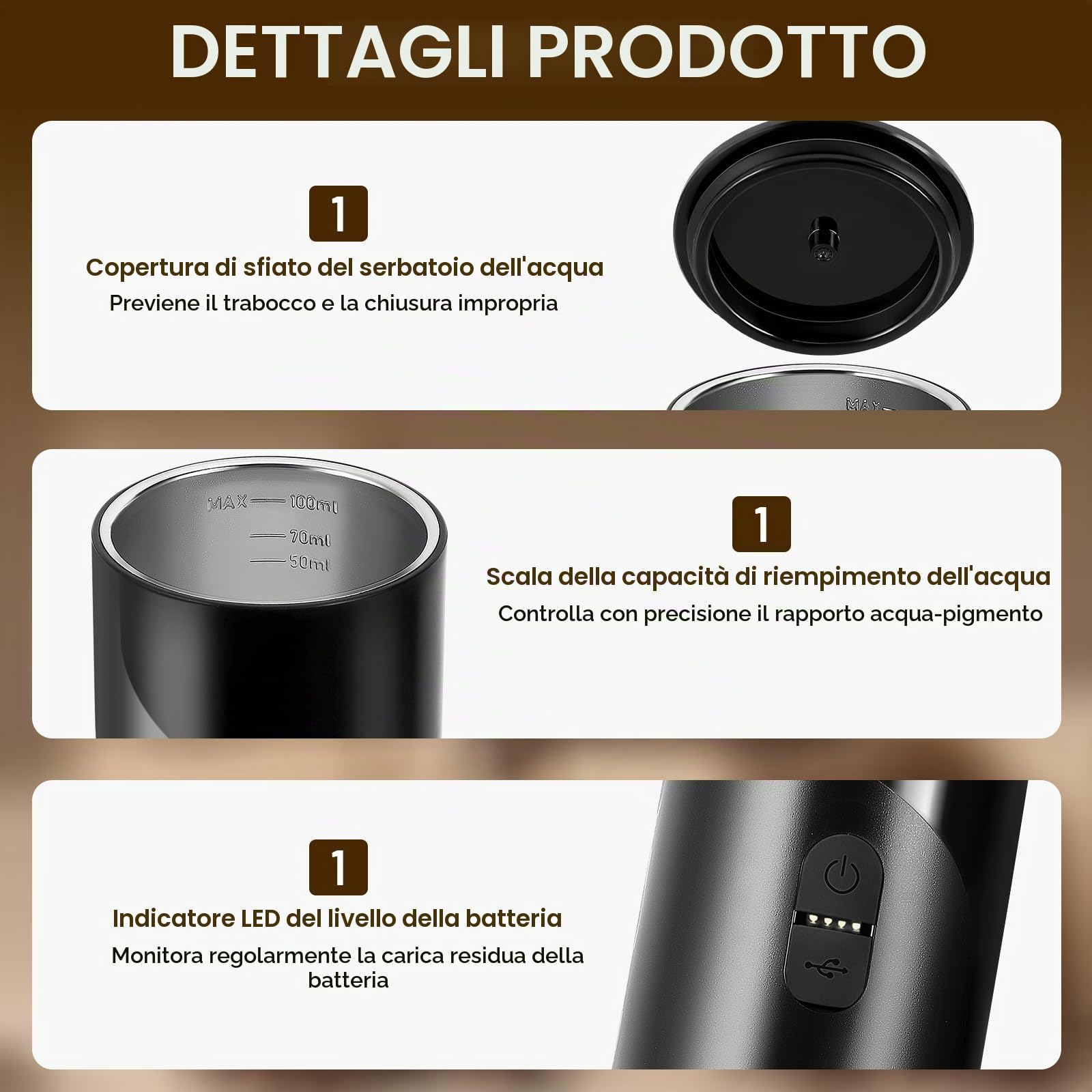 2 in 1 Mini Macchina per Caffè da Viaggio, Macchina per Espresso Portatile con Batteria Compatibile con Capsule da 3.5 * 2.8 cm e Caffè Macinato, Riscaldamento Rapido per Gadget da Campeggio