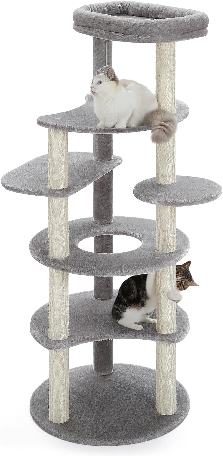 Petepella Cat Tower, Slim, For Large Cats, For Multiple Heads, Stylish, Cute, Interior, Stationary, Hemp Twine, Claw Sharpener, Toy, Compact, Space-Saving, Popular, Eliminates Lack of Exercise, Fall