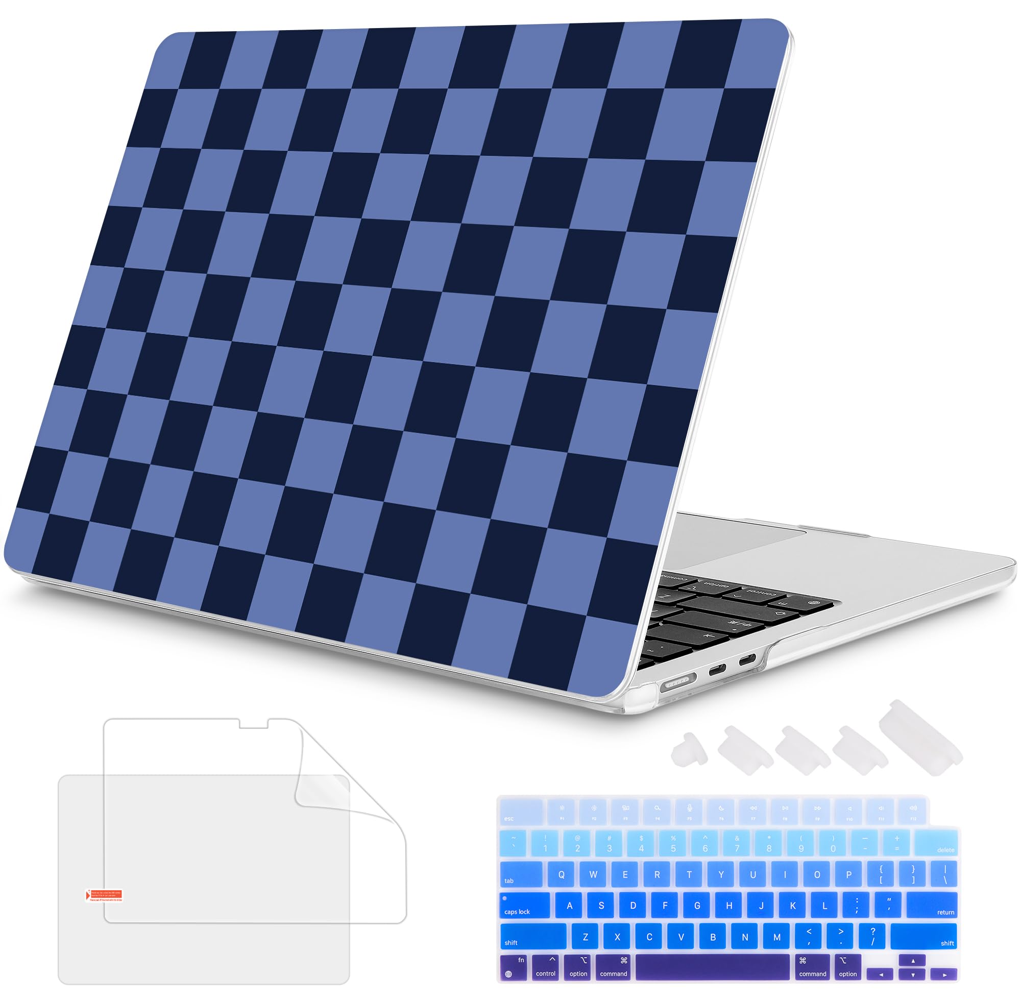 Mektron for 2026/2025/2024/2023 MacBook Air 15 INCH M5 A3448 /M4 A3241 /M3 A3114 /M2 A2941 Case, Printed Plastic Hard Shell Cover with 15.3" Liquid Retina Display Touch ID, Checkerboard MK023